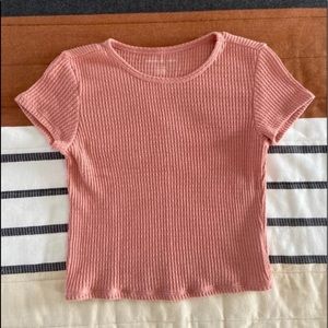 AE coral Knit Baby Tee Crop Top